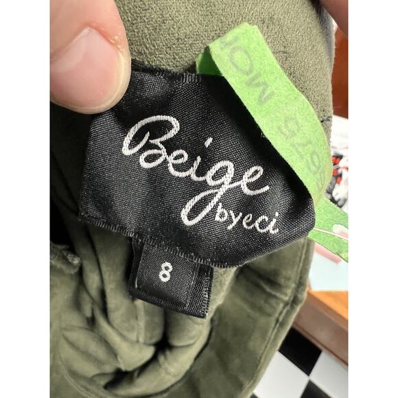 Vintage 90s Skirt Midi Faux Suede Olive Green Sz 8 Stretch Rockabilly Whimsigoth - Picture 7 of 9